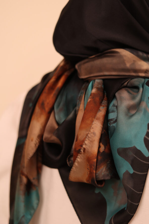 Aura Premium Silk Square Scarf-Emerald Mocha