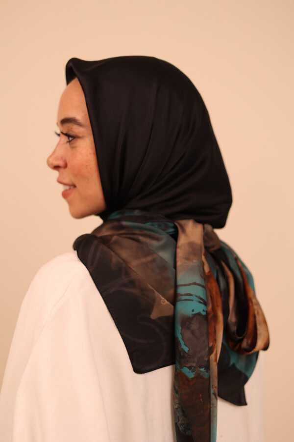 Aura Premium Silk Square Scarf-Emerald Mocha