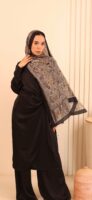 Arabian Nights Luxury Silk Scarf-Black/Camel