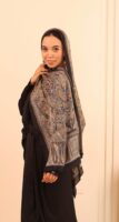 Arabian Nights Luxury Silk Scarf-Black/Camel