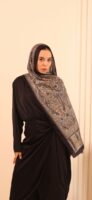 Arabian Nights Luxury Silk Scarf-Black/Camel