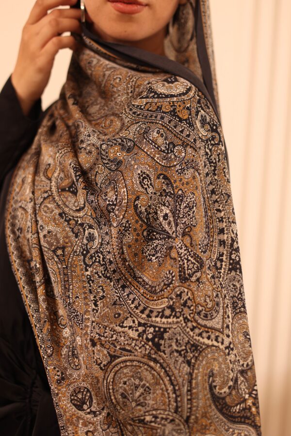 Arabian Nights Luxury Silk Scarf-Black/Camel