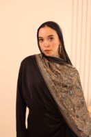 Arabian Nights Luxury Silk Scarf-Black/Camel