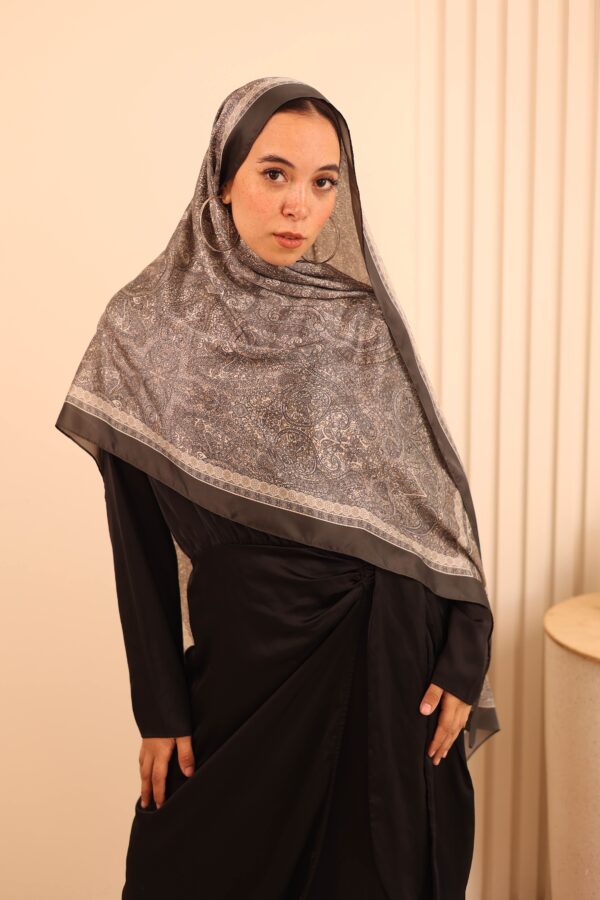 Arabian Nights Luxury Silk Scarf-Gray