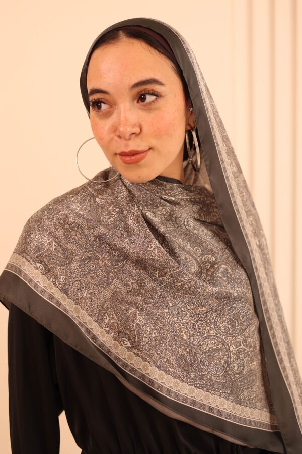 Arabian Nights Luxury Silk Scarf-Gray
