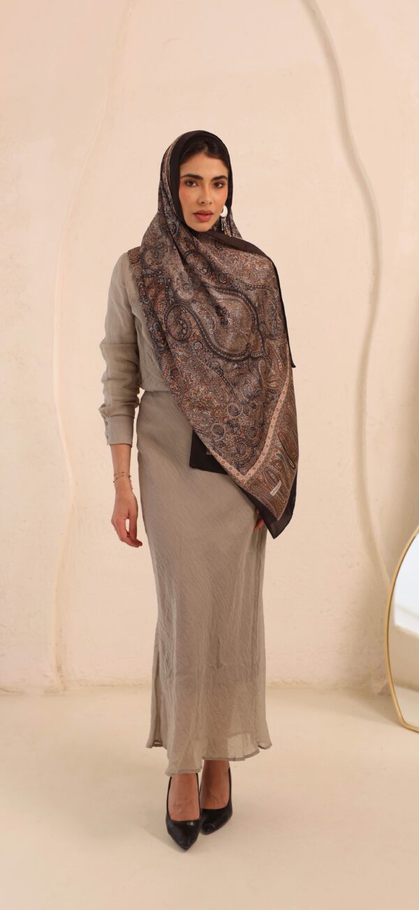 Arabian Nights Luxury Silk Scarf-Black/Brown