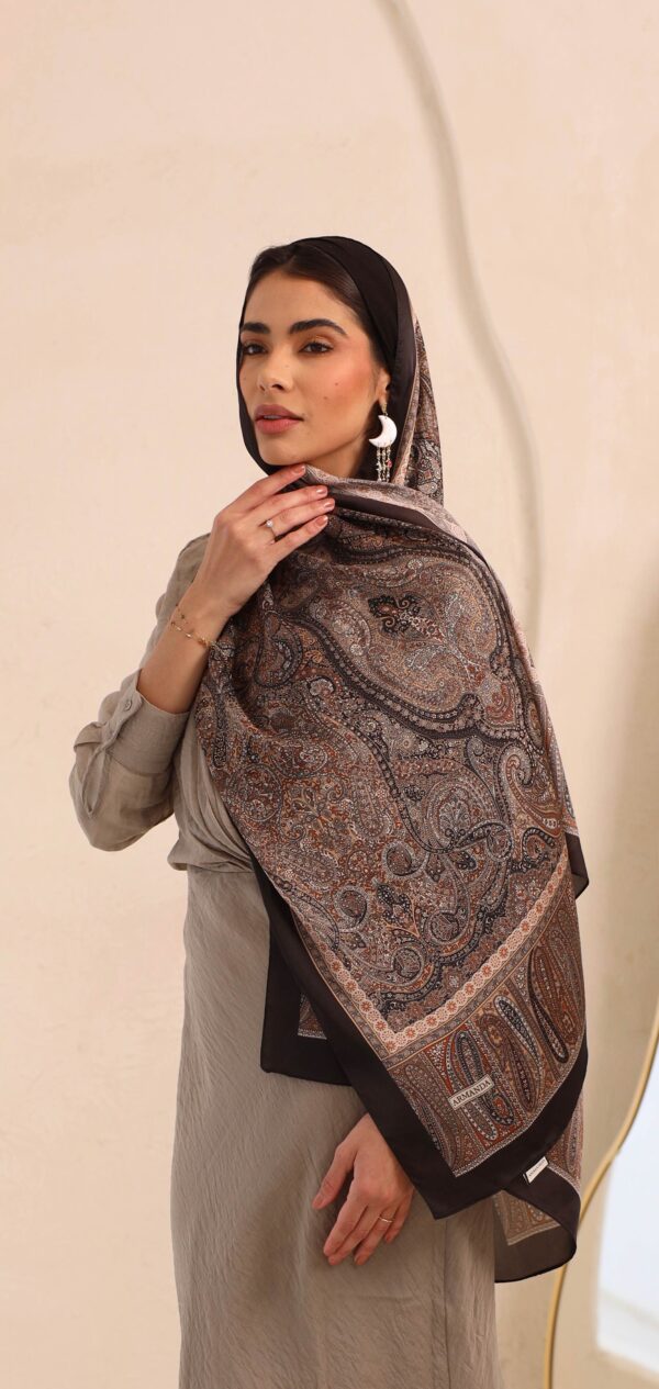 Arabian Nights Luxury Silk Scarf-Black/Brown