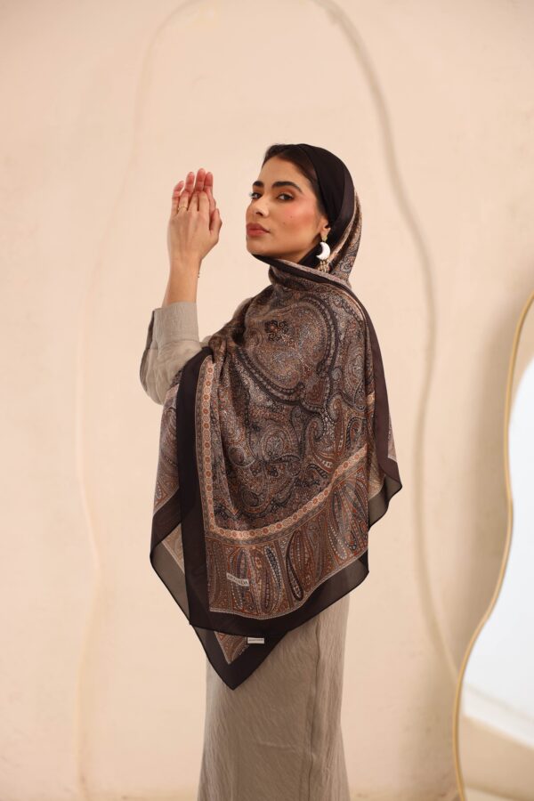 Arabian Nights Luxury Silk Scarf-Black/Brown