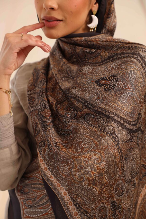 Arabian Nights Luxury Silk Scarf-Black/Brown
