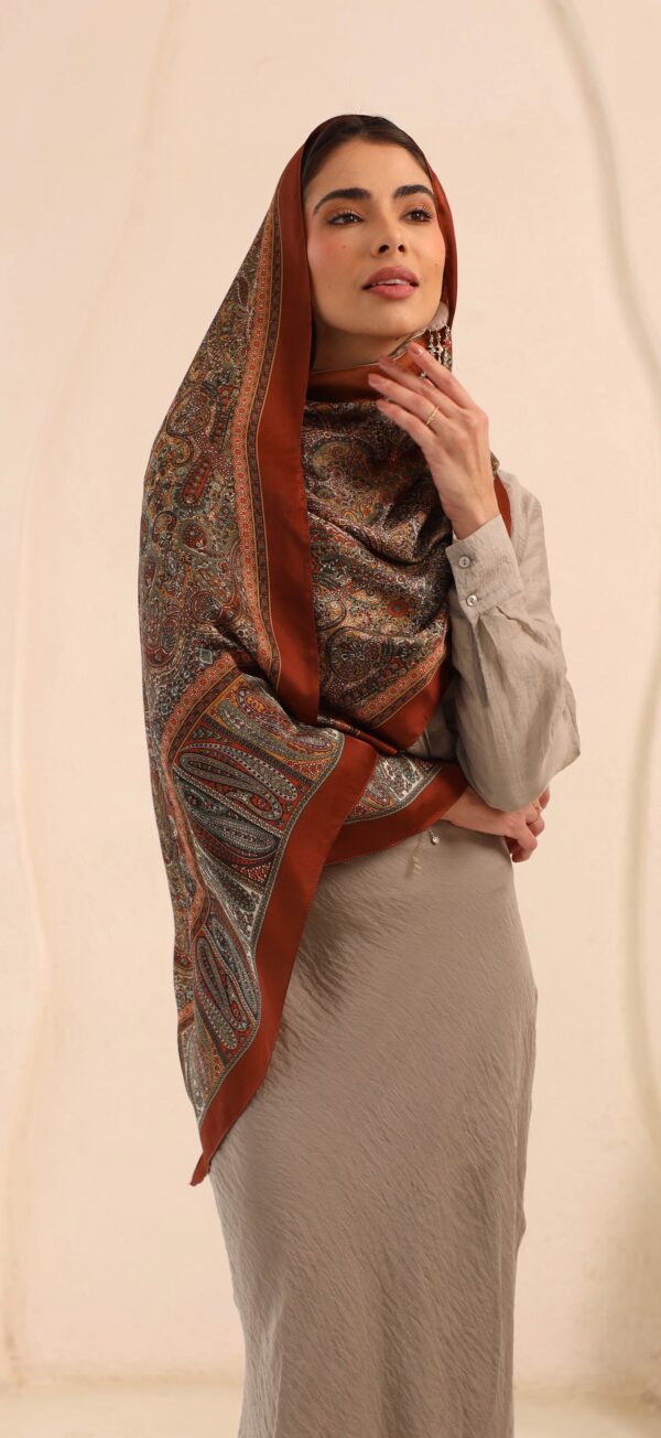 Arabian Nights Luxury Silk Scarf-Bronze