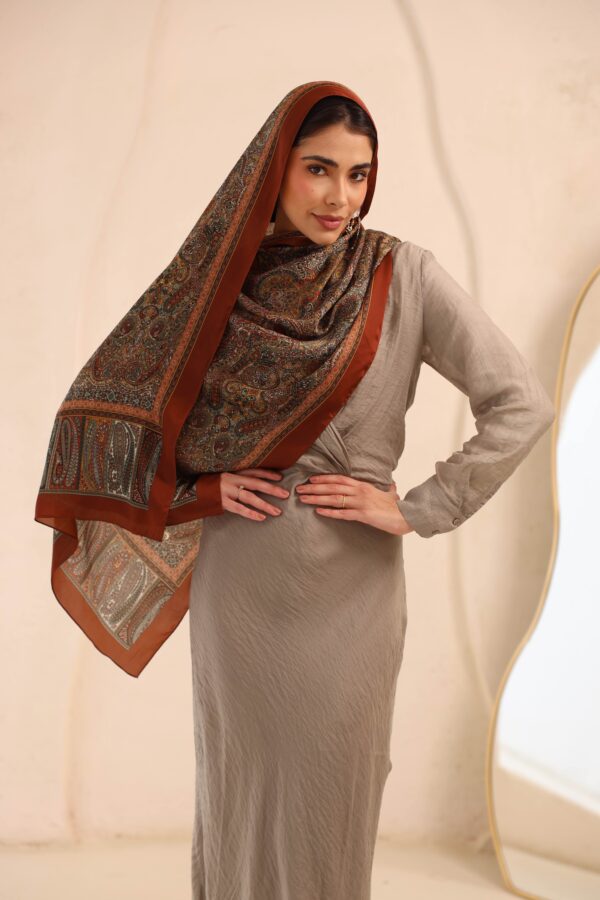 Arabian Nights Luxury Silk Scarf-Bronze