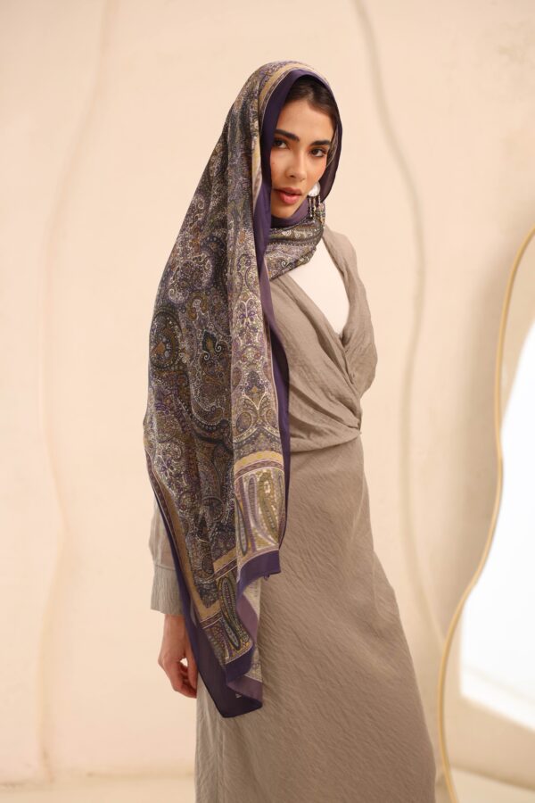 Arabian Nights Luxury Silk Scarf-Eggplant