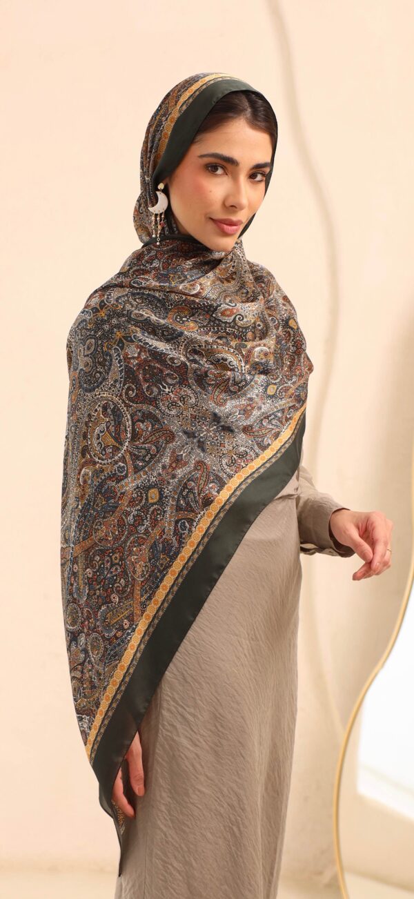 Arabian Nights Luxury Silk Scarf-Army