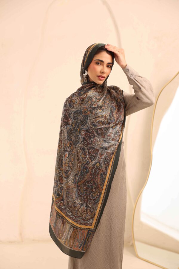 Arabian Nights Luxury Silk Scarf-Army