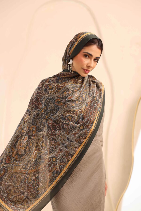 Arabian Nights Luxury Silk Scarf-Army