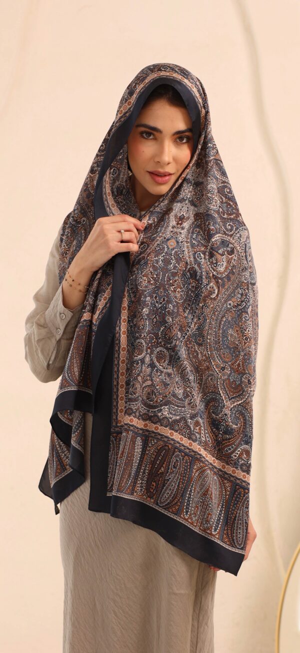 Arabian Nights Luxury Silk Scarf-Navy