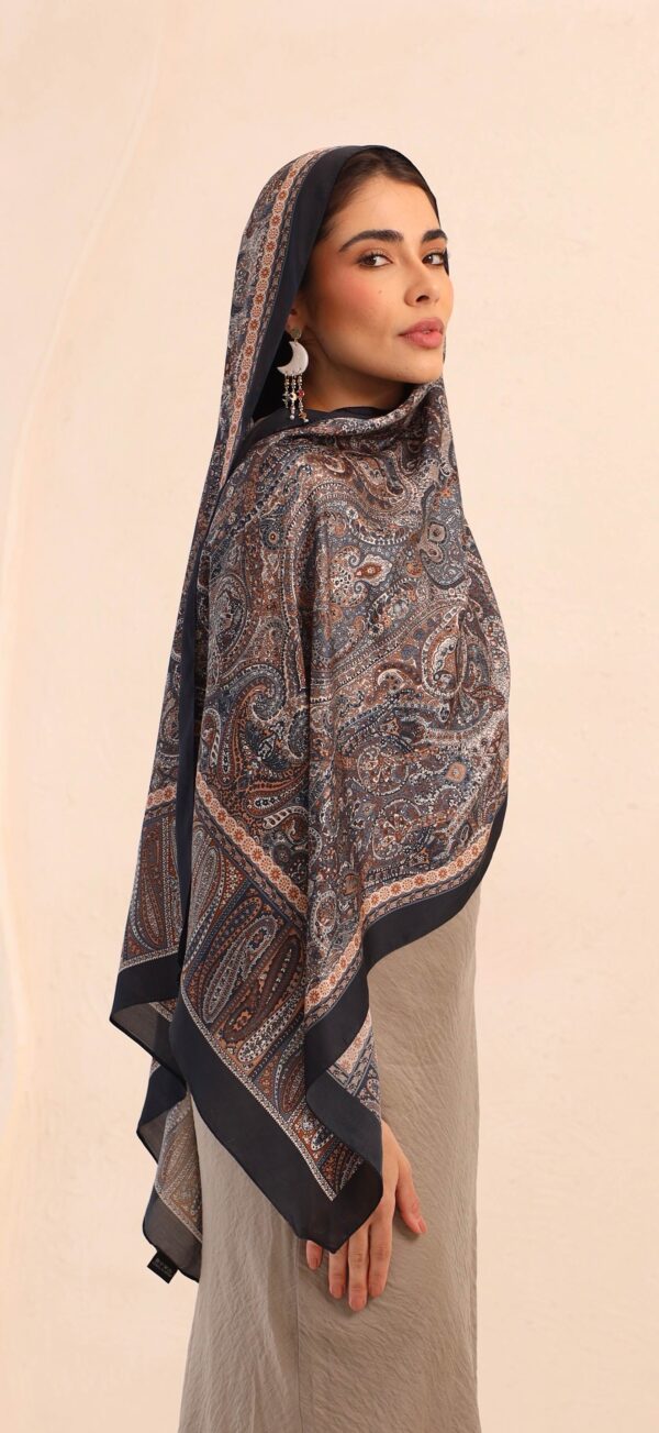 Arabian Nights Luxury Silk Scarf-Navy