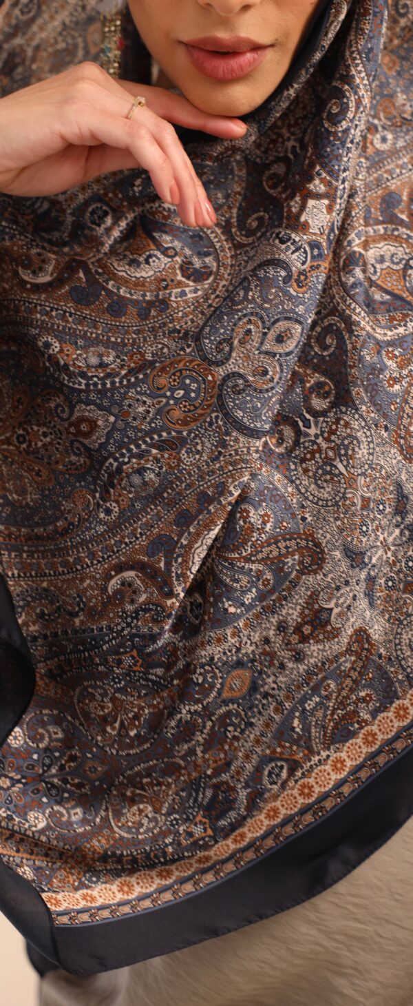 Arabian Nights Luxury Silk Scarf-Navy