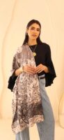 Almond Blossom soft wool shawl-Coffee