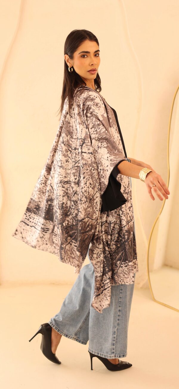 Almond Blossom soft wool shawl-Coffee