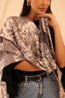 Almond Blossom soft wool shawl-Coffee