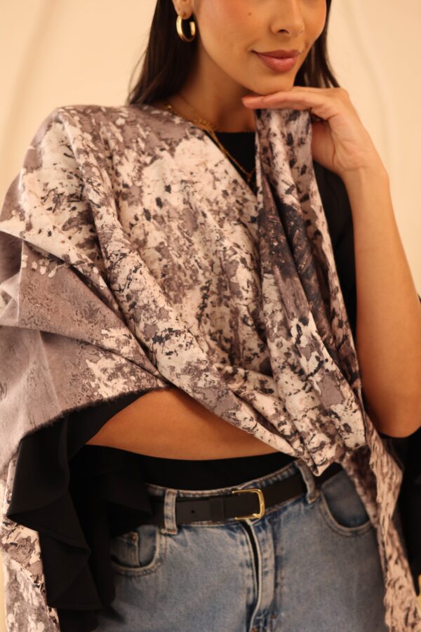 Almond Blossom soft wool shawl-Coffee