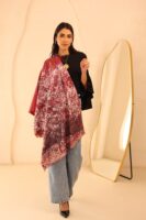 Almond Blossom soft wool shawl-Red