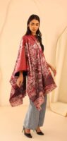 Almond Blossom soft wool shawl-Red