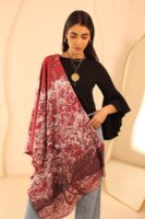 Almond Blossom soft wool shawl-Red