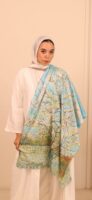 Almond Blossom soft wool shawl-Light Blue