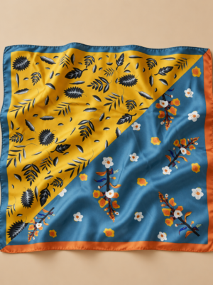 Soft Satin 70x70 Square Scarf-Golden Bloom