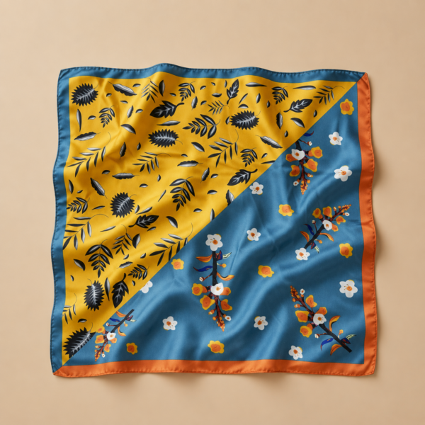 Soft Satin 70x70 Square Scarf-Golden Bloom