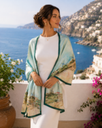 Luxury Double Layered Silk Shawl – Coastal Breeze