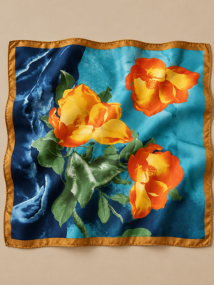 Soft Satin 70x70 Square Scarf-Sunset Bloom