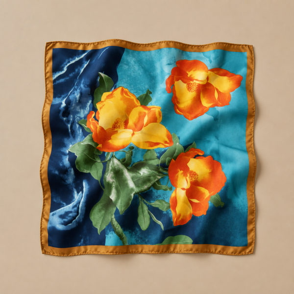 Soft Satin 70x70 Square Scarf-Sunset Bloom