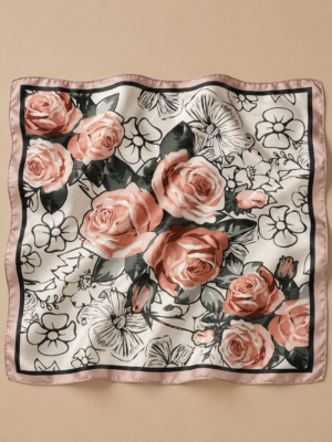 Soft Satin 70x70 Square Scarf -Amber Bloom