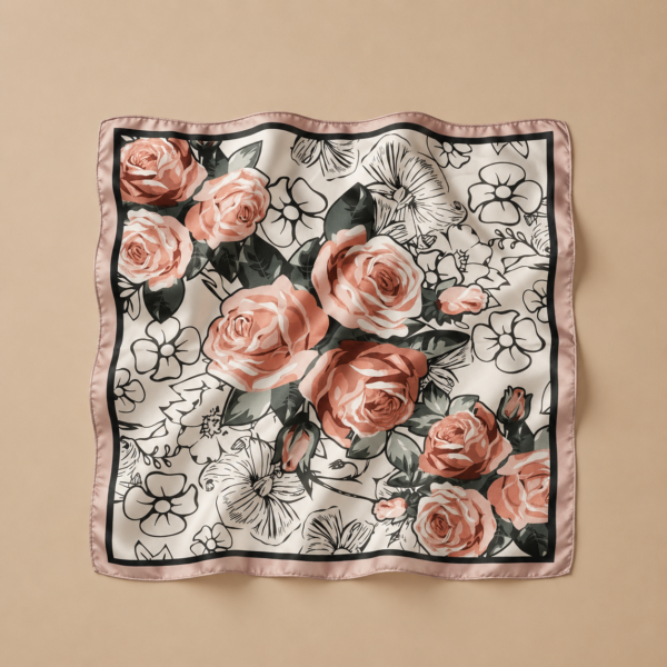 Soft Satin 70x70 Square Scarf -Amber Bloom