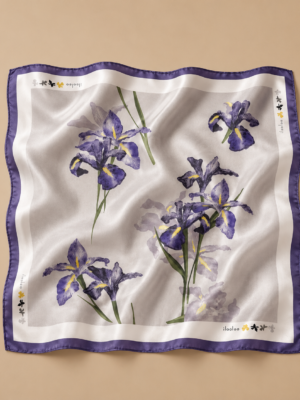 Soft Satin 70x70 Square Scarf – Iris Bloom