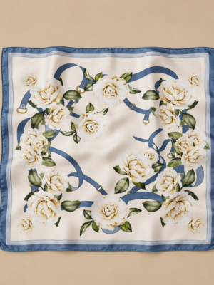 Soft Satin 70x70 Square Scarf-Azure Elegance