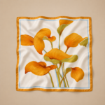 Soft Satin 70x70 Square Scarf-Amber Lily