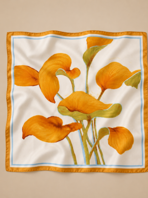 Soft Satin 70x70 Square Scarf-Amber Lily