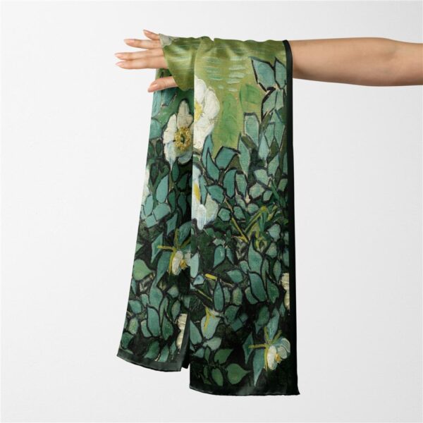 Luxury Double Layered Silk Shawl – Emerald Bloom