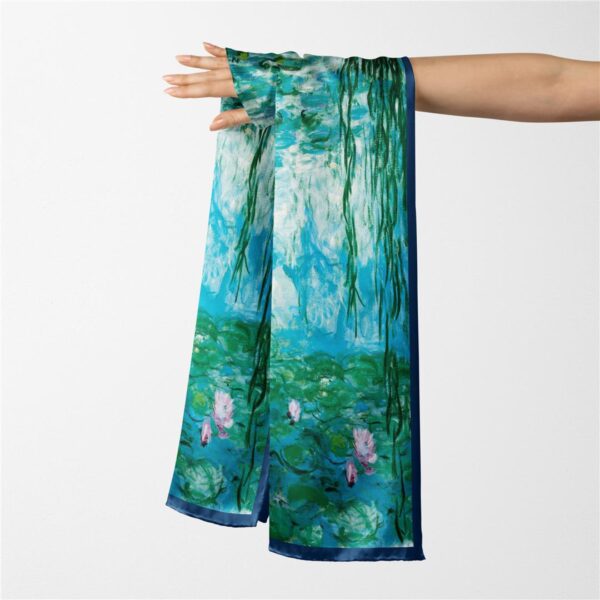 Luxury Double Layered Silk Shawl – Aqua Bloom