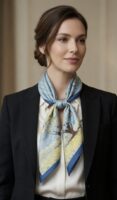 Soft Satin 70×70 Square Scarf – Blue Willow