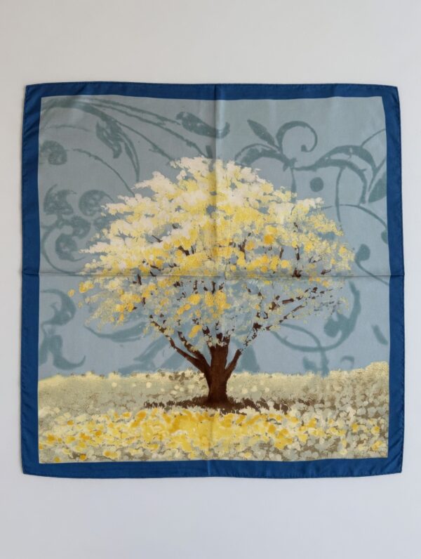 Soft Satin 70×70 Square Scarf – Blue Willow