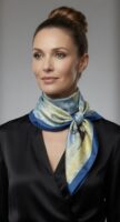 Soft Satin 70×70 Square Scarf – Blue Willow