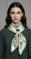 Soft Satin 70×70 Square Scarf – Sage Blossom