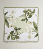 Soft Satin 70×70 Square Scarf – Sage Blossom