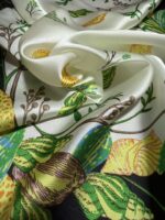 Soft Satin 70×70 Square Scarf – Golden Botanica