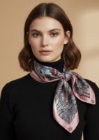 Soft Satin 70×70 Square Scarf – Paisley Saddle